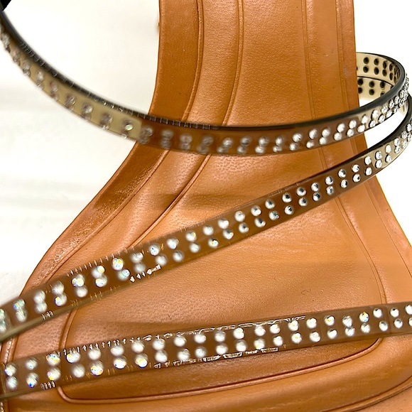 Zara Bling Jewel Tan Strappy High Heels EUC Size 40/USA Size 9 🔥🔥 - Picture 5 of 8